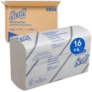 SCOTT® 5856 SLIMFOLD TM Hand Towel, White 29.5cm x 19cm, 110 Towels/Pack, 16 Packs/Case.