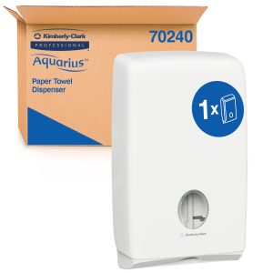 AQUARIUS® 70240 Compact Hand Towel Dispenser, White Lockable ABS Plastic, Compatible with 4440, 5856 & 4444 Codes