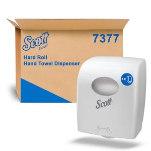 SCOTT® 7377 Hard Roll Hand Towel Dispenser, White Lockable ABS Plastic, Compatible with 1005 & 6668 Codes
