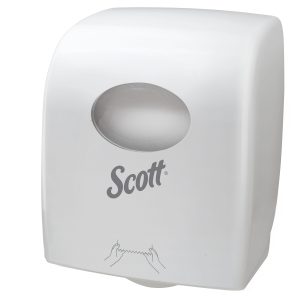 SCOTT® 7957 Slimroll Hand Towel Dispenser, White Lockable ABS Plastic, Compatible with 12388 & 6698 Codes