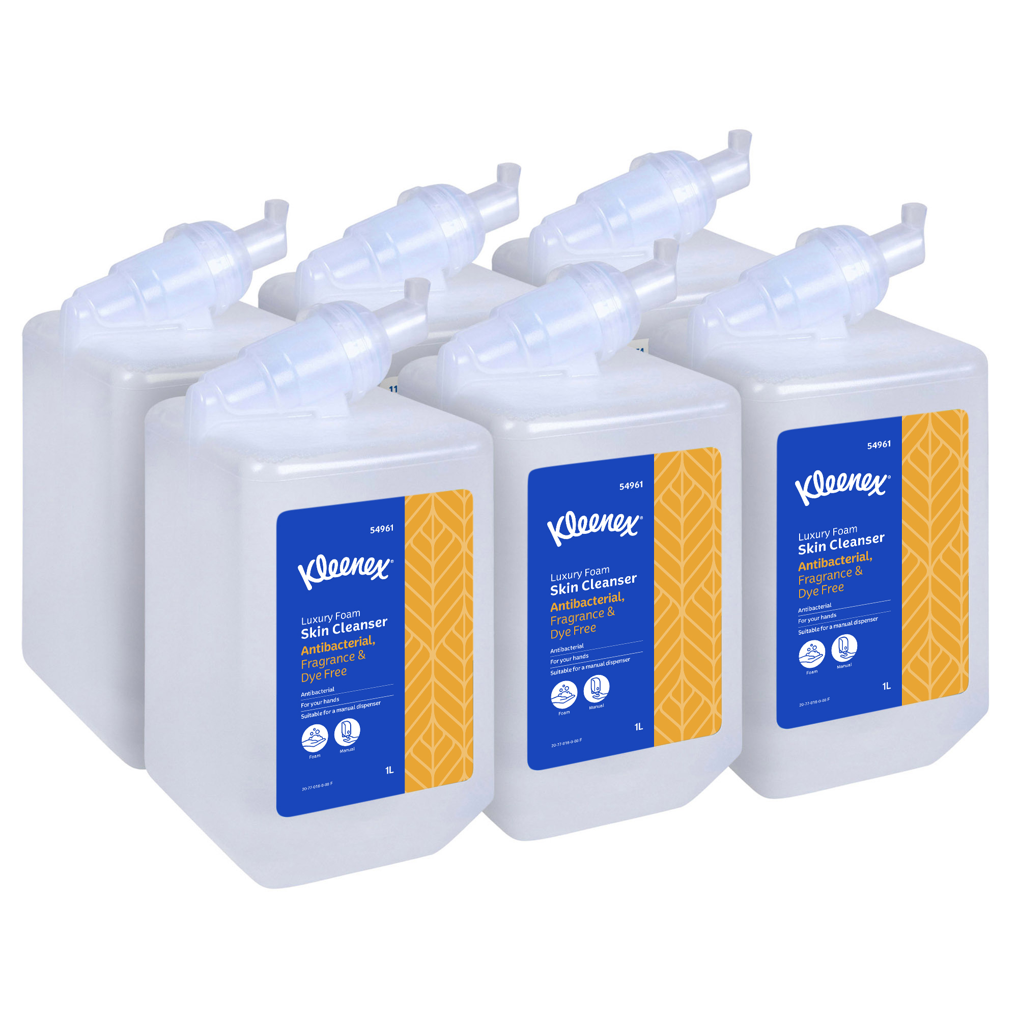 KLEENEX® 54961 Luxury Foam Antibacterial Skin Cleanser - Fragrance Free & Dye Free 1000ml/Cartridge, 6 Cartridges/Case - Image 2