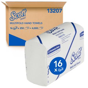SCOTT® 13207 Multifold Hand Towel, White 24cm x 23.3cm, 250 Towels/Pack, 16 Packs/Case