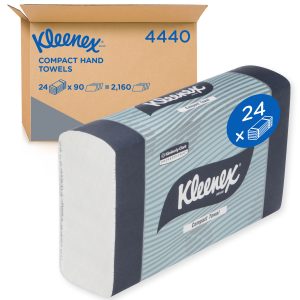 KLEENEX® 4440 Compact Hand Towel, White 29.5cm x 19cm, 90 Towels/Pack, 24 Packs/Case