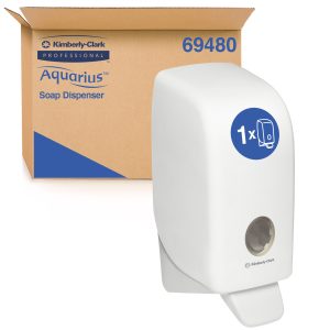 AQUARIUS® 69480 Skincare Dispenser, White Lockable ABS Plastic, Compatible with 6332